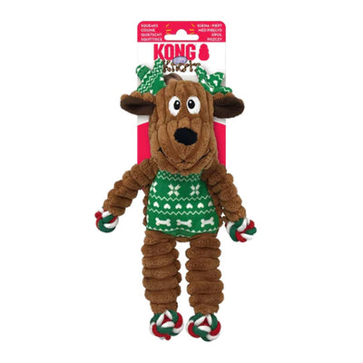 KONG Knots Floppy Squeaker Toy for Dogs - Xmas Reindeer