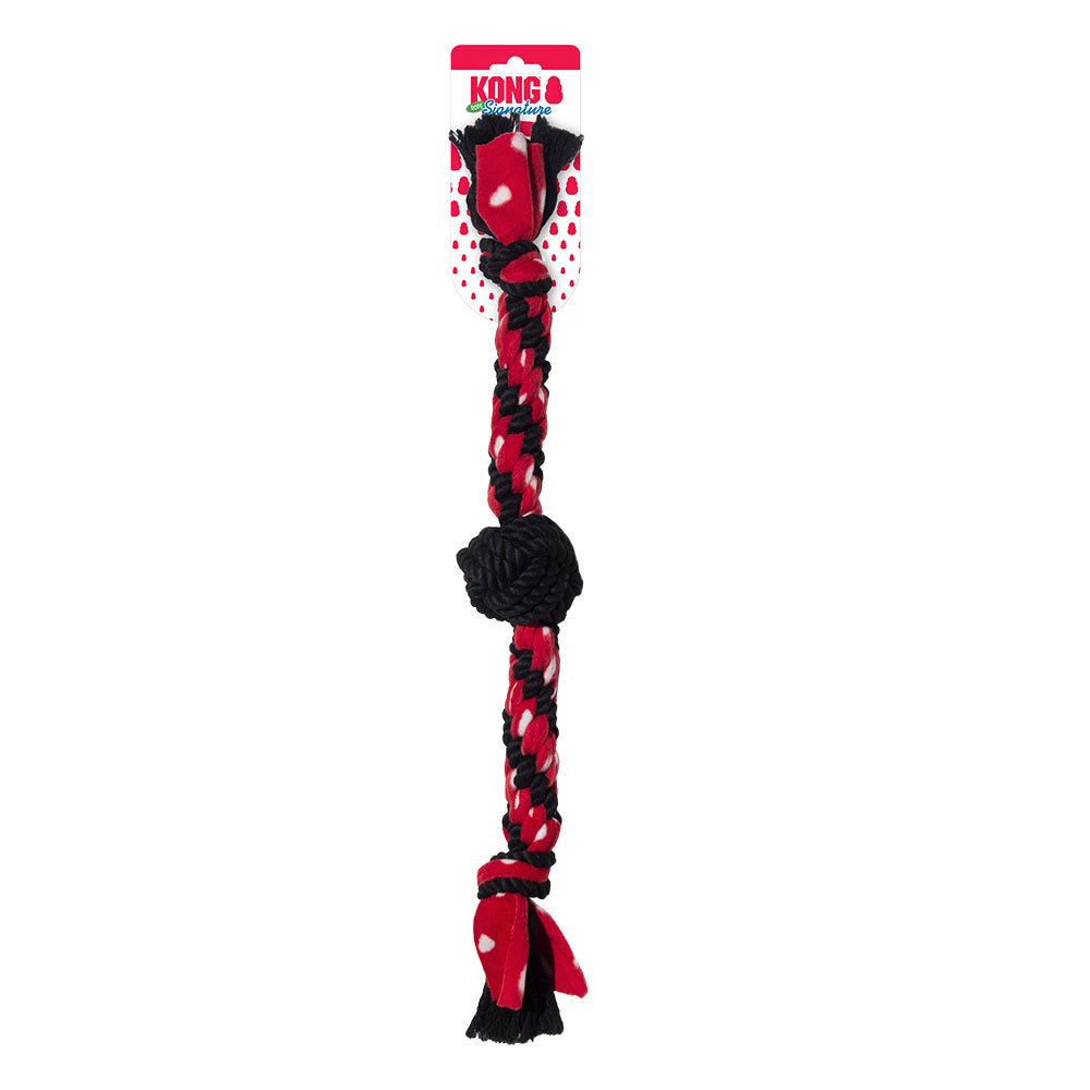 KONG Signature Rope Tug Toy for Dogs - Dual Knot with Ball