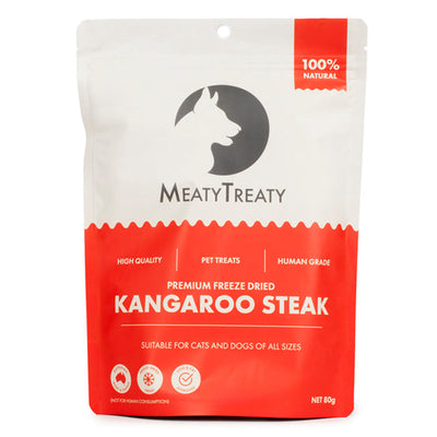 Meatytreaty Premium Freeze Dried Kangaroo Steak For Cats And Dogs 