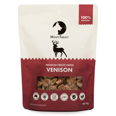 Meatytreaty Premium Freeze Dried Venison For Dogs 