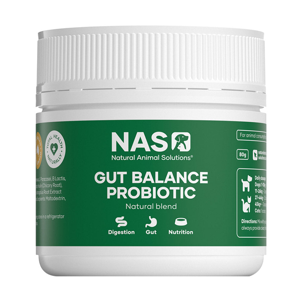 Natural Animal Solutions (NAS) Gut Balance Probiotic Supplement for Dogs and Cats - Natural Blend