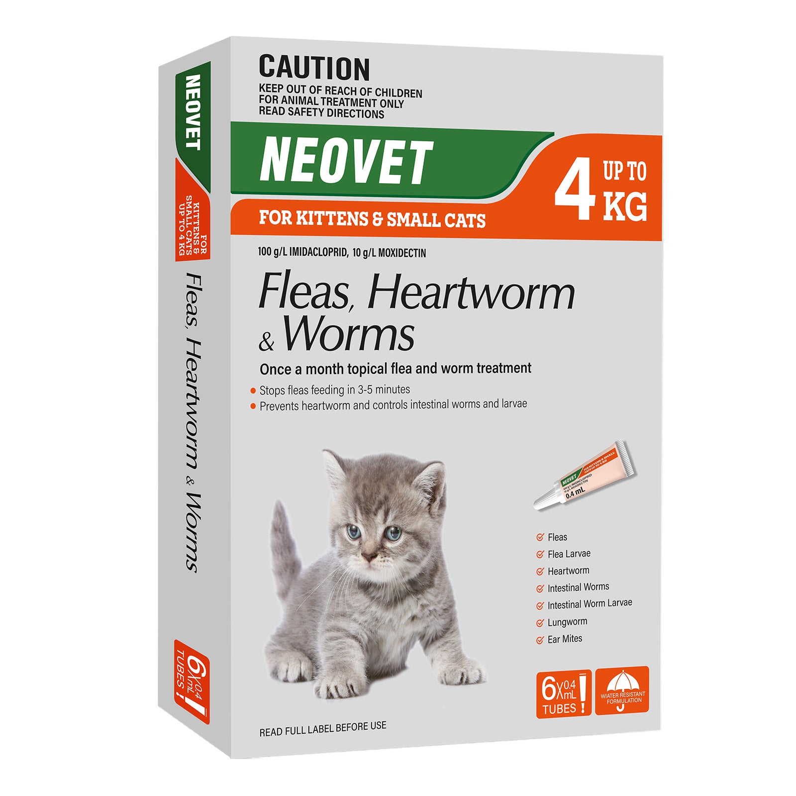 Neovet Flea and Worming For Kittens and Small Cats Upto 4kg Orange