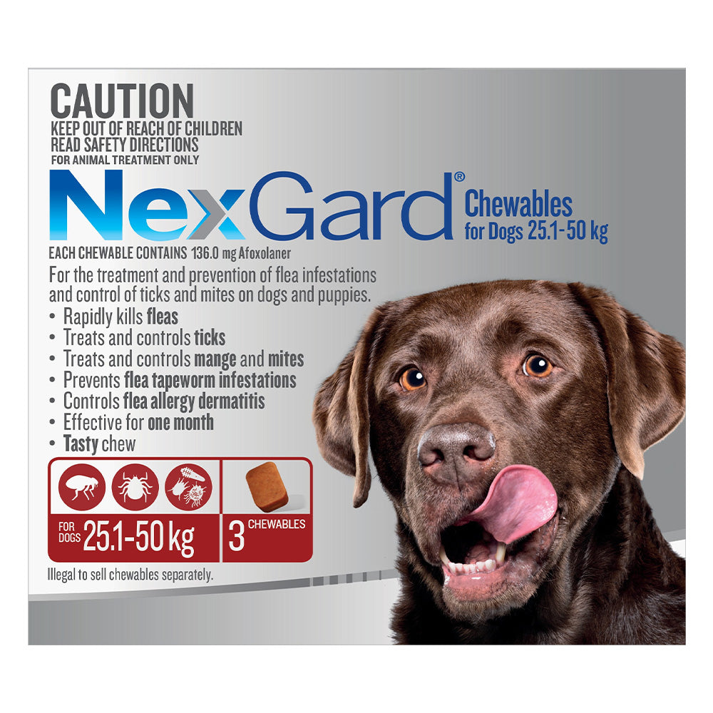 Nexgard Chewables For Large Dogs (25 - 50 Kg) Red