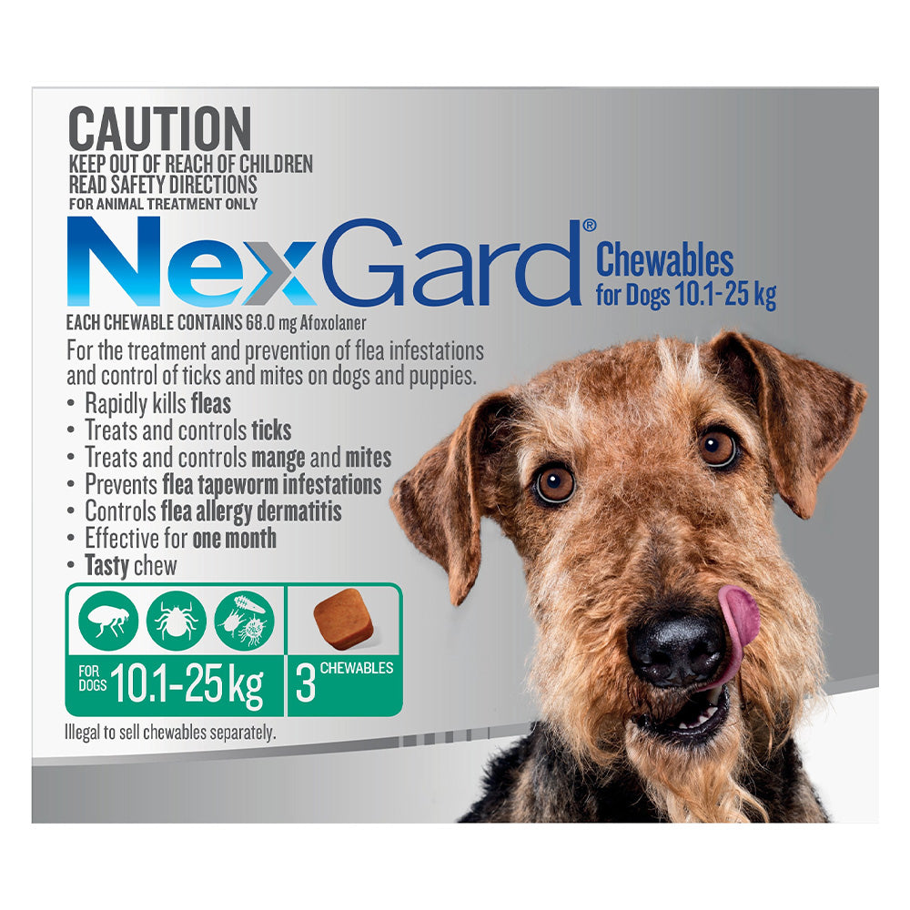 Nexgard Chewables For Medium Dogs (10.1 - 25 Kg) Green
