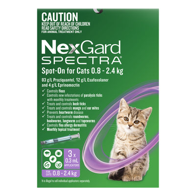 Nexgard Spectra Spot-On for Kittens and Small Cats 0.8 to 2.4kg