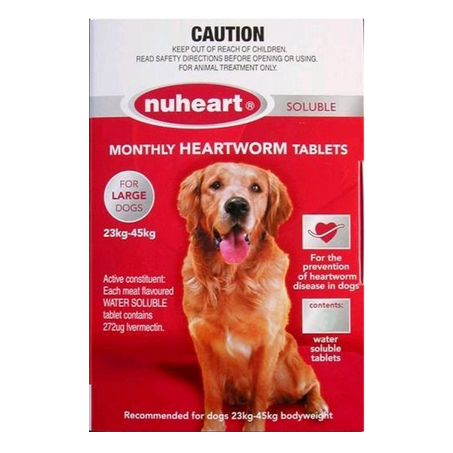 Nuheart For Dogs Generic Heartgard Tabs For Large Dogs - 23 To 45Kg (Red)