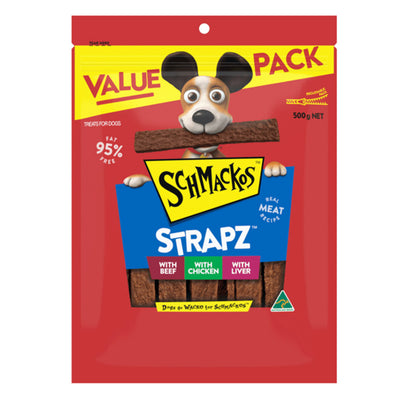 Schmackos Strapz Variety Pack With Beef  Chicken And Liver Dog Treats 