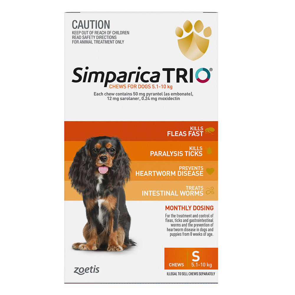 Simparica TRIO for Small Dogs 5.1-10kg (Orange)