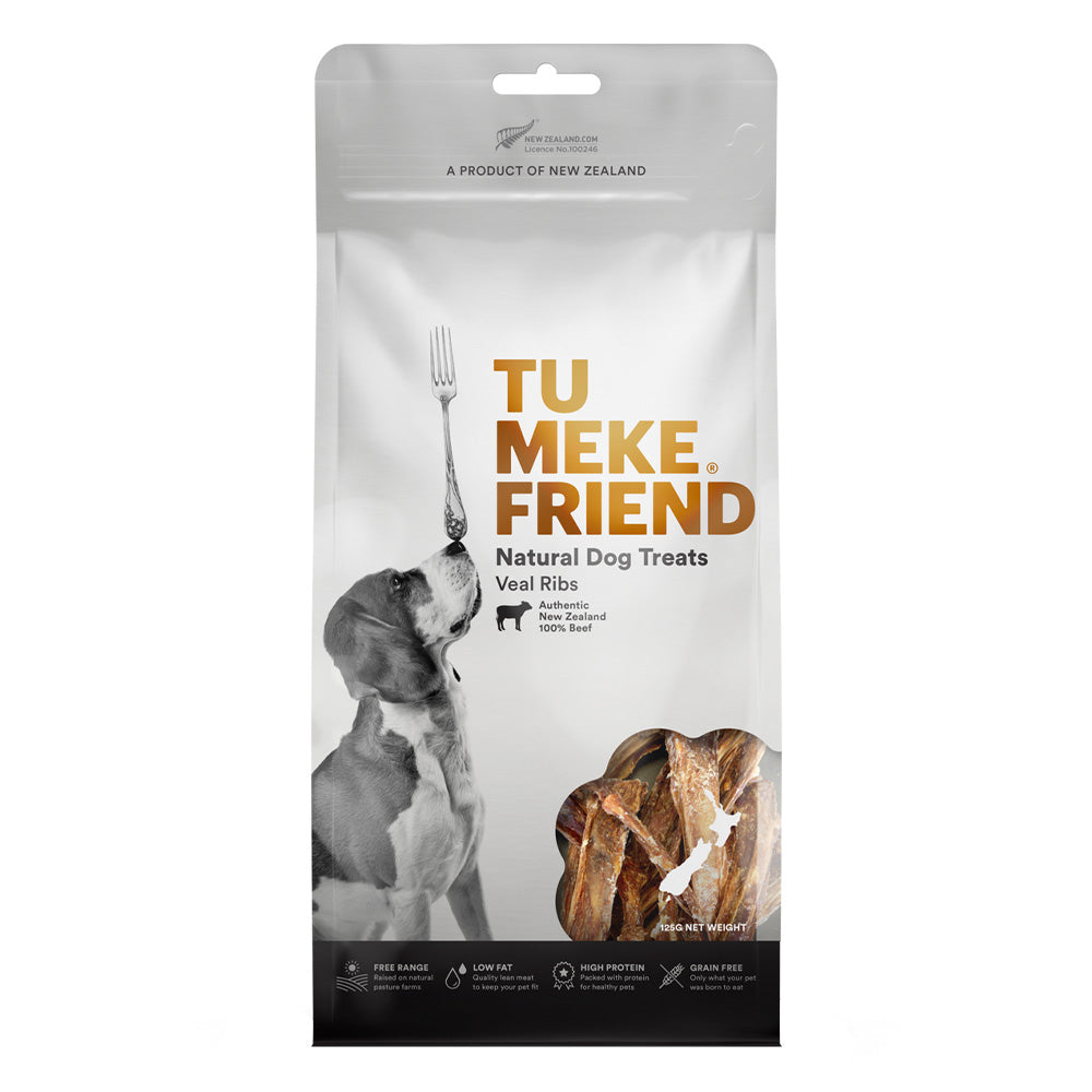 Tu Meke Friend Air-Dried Natural Dog Treats Veal Ribs 125G