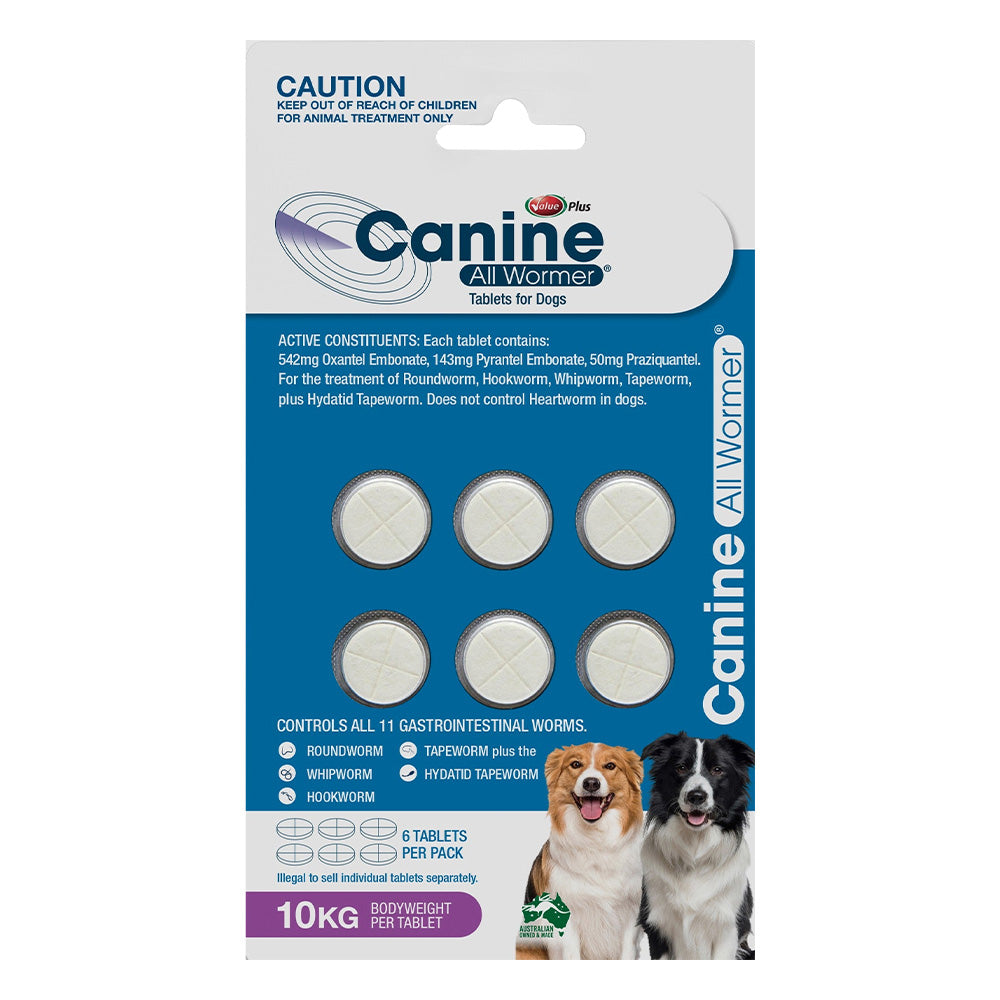 Value Plus Canine All Wormer Tablets for Dogs 10kg (Purple)