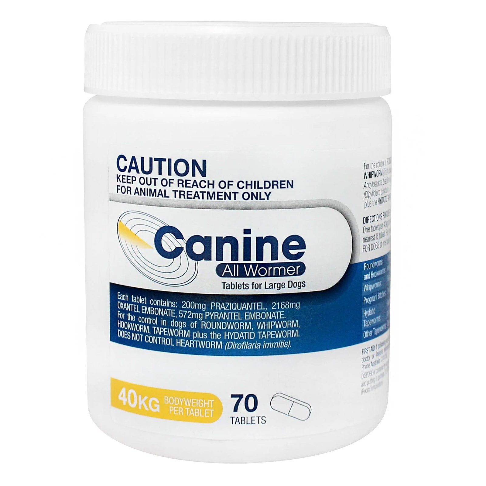 Value Plus Canine All Wormer Tablets for Dogs 40kg (Yellow)