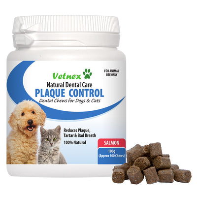 Vetnex Plaque Control Natural Dental Care Chews for Dogs & Cats - Salmon