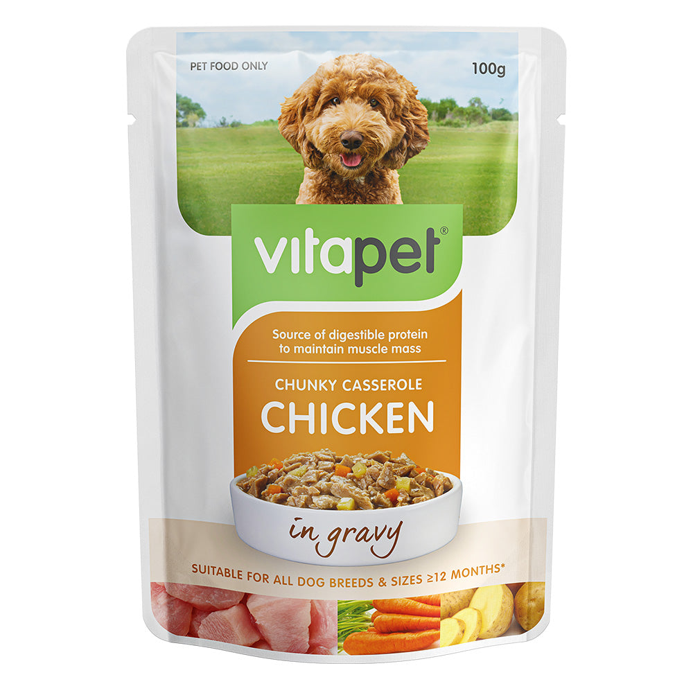 Vitapet Chunky Casserole Chicken in Gravy Wet Dog Food 100gm