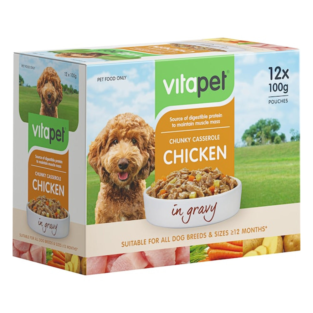 Vitapet Chunky Casserole Chicken in Gravy Wet Dog Food 100gm