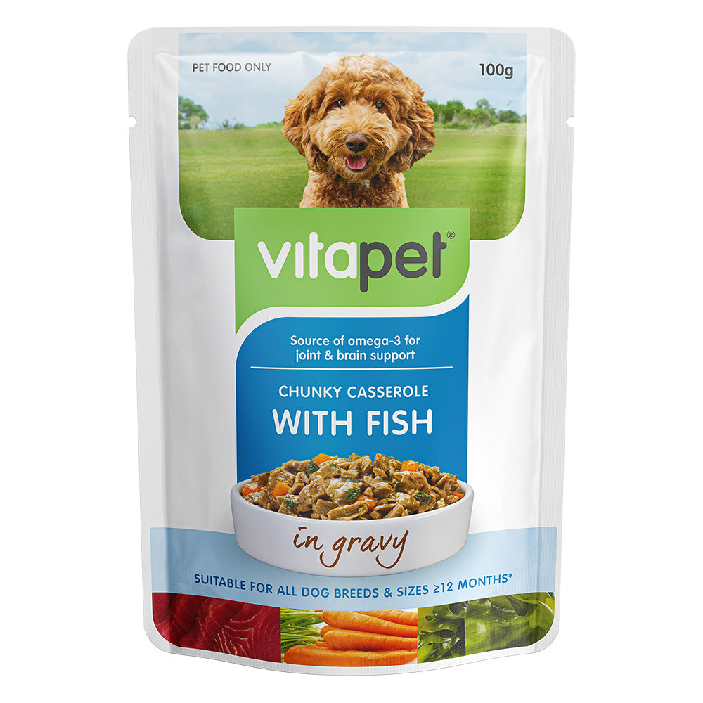 Vitapet Chunky Casserole with Chicken & Fish in Gravy Wet Dog Food 100gm