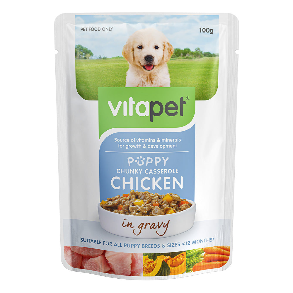 Vitapet Puppy Chunky Casserole Chicken in Gravy Wet Dog Food 100gm