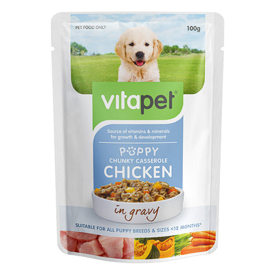 Vitapet Puppy Chunky Casserole Chicken in Gravy Wet Dog Food 100gm
