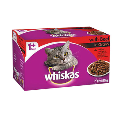 Whiskas Adult 1+ Years with Beef Favourites in Gravy Wet Cat Food 85gm