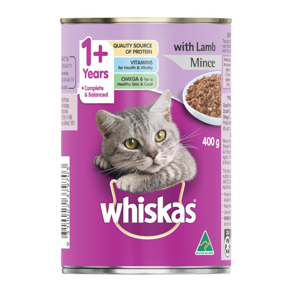 Whiskas Adult 1+ Years with Lamb Mince Wet Cat Food 400gm