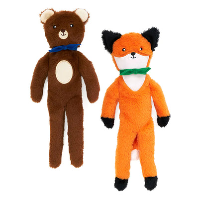 Zippy Paws Fluffy Peltz Toys for Dogs - Bear and Fox