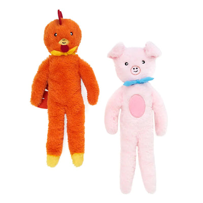 Zippy Paws Fluffy Peltz Toys for Dogs - Pig and Chicken