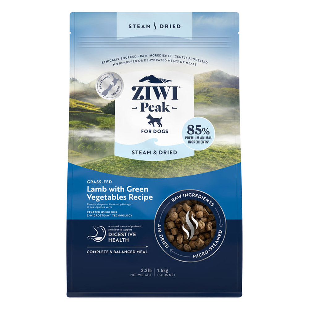 Ziwi Peak Steam and Dried Dog Food Grass-Fed Lamb with Green Vegetables