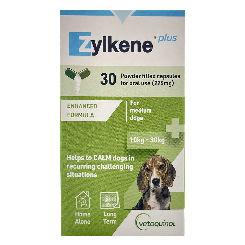 Zylkene Plus Calming Supplement for Medium Dogs 10 to 30kg 225mg